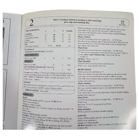 2 Cleckheaton Yarn baby Knitting Pattern Pamphlets Sweaters Hats Dress 1-6 & 0-9 - Picture 3 of 10